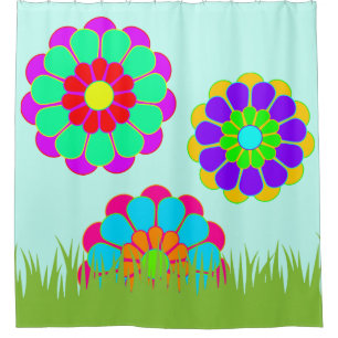 Funny Flower Power Bloom I II III + jouw idee Douchegordijn