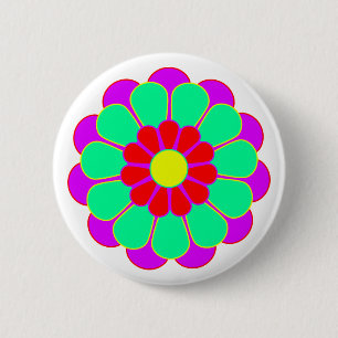 Funny Flower Power Bloom I Ronde Button 5,7 Cm