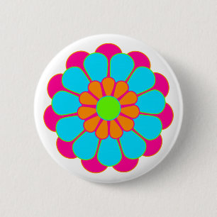 Funny Flower Power Bloom III Ronde Button 5,7 Cm