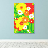 Funny Flower Power Wallpaper Canvas Afdruk (Insitu (Houten vloer))