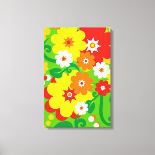 Funny Flower Power Wallpaper Canvas Afdruk