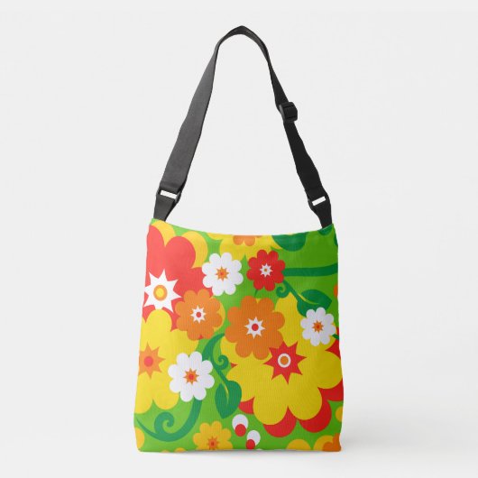 Funny Flower Power Wallpaper en jouw ideeën Crossbody Tas (Voorkant)