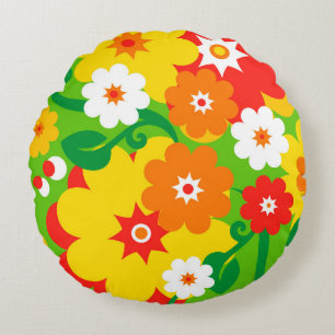 Funny Flower Power Wallpaper Rond Kussen