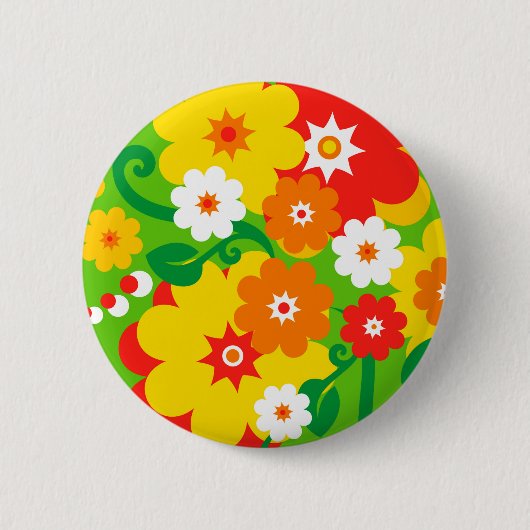 Funny Flower Power Wallpaper Ronde Button 5,7 Cm (Voorkant)