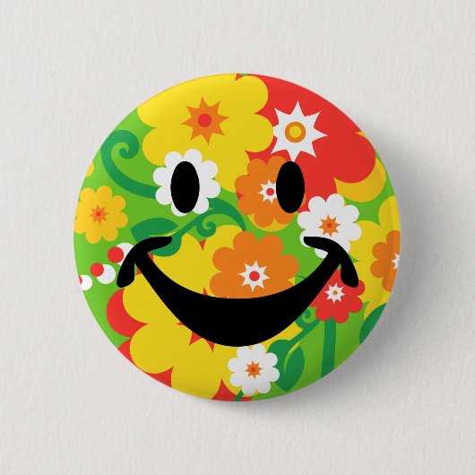 Funny Flower Power Wallpaper Ronde Button 5,7 Cm (Voorkant)