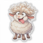 Funny Fluffy Sheep Custom-Cut Vinyl Sticker (Devant)