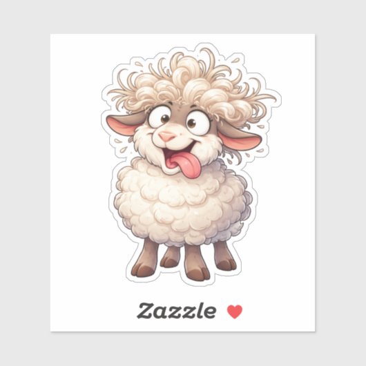 Funny Fluffy Sheep Custom-Cut Vinyl Sticker (Feuille)