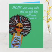 Funny Fly Word Art Afro-Amerikaanse Moederdag Kaart (Gele Bloem)