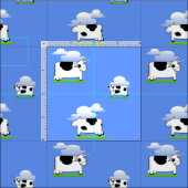 Funny Flying Cows and Clouds Pattern Stof (Delen)
