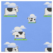 Funny Flying Cows and Clouds Pattern Stof (Close Up)