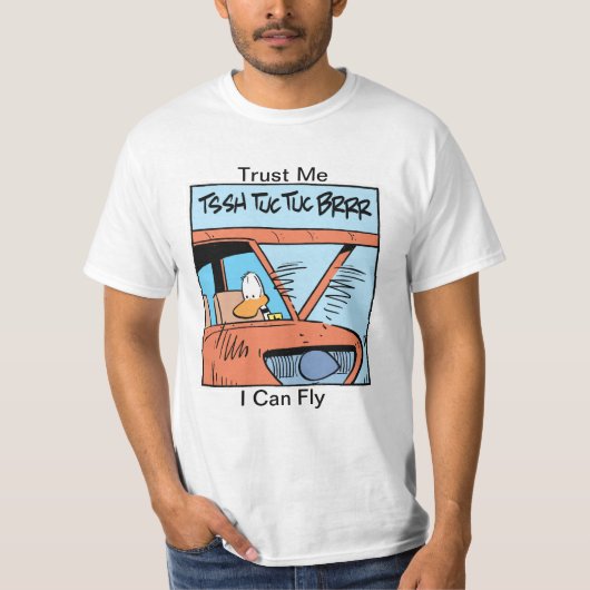 Funny Flying Humor Cartoon Shirt (Voorkant)
