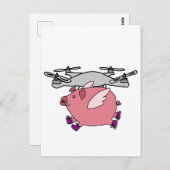 Funny Flying Pig Drone Cartoon Briefkaart (Voorkant / Achterkant)