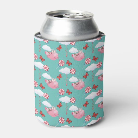 Funny Flying Pig Pattern Blikjeskoeler (Blikje Voorkant)