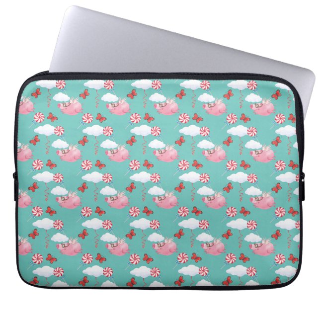 Funny Flying Pig Pattern Laptop Sleeve (Voorkant)