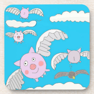 Funny Flying Pigs and Bemused Crow Bier Onderzetter