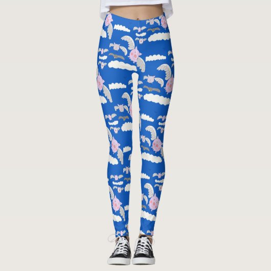 Funny Flying Pigs and Bemused Crow Leggings (Voorkant)