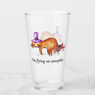 Funny Flying Sloth Witch Glass Glas