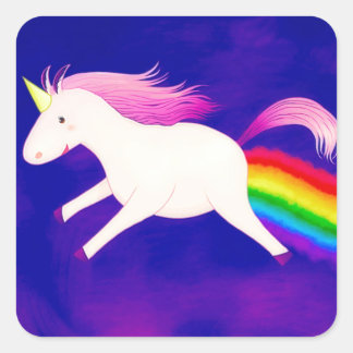 Funny Flying Unicorn Farage a Rainbow Vierkante Sticker