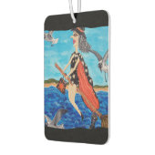 Funny Flying Witch Broom Cat Seagulls Beach Luchtverfrisser (Links)