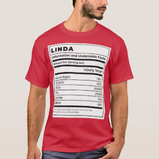 Funny Food Label Vrouw Ingrediënten LINDA T-shirt