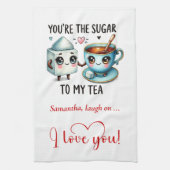 Funny Food Love Gift Kitchen Towel Personalized Theedoek (Verticaal)