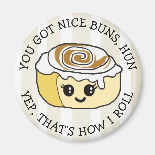 Funny Food Magnet, silly quota by Cinnamon Roll Magneet (Voorkant)