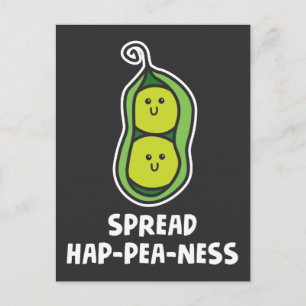 Funny Food Pun Pea Cute Vegetable Joke Happiness Briefkaart