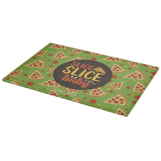 Funny Food Pun Slice Baby Retro Pizza Pattern Snijplank (Hoek)