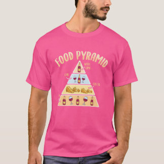 Funny Food Pyramid Red Wine and Cheese Lover gift T-shirt