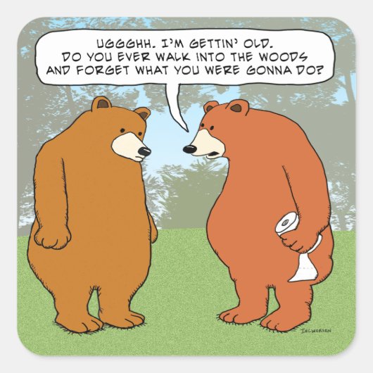 Funny Forgetful Beer in Bos Vierkante Sticker (Voorkant)