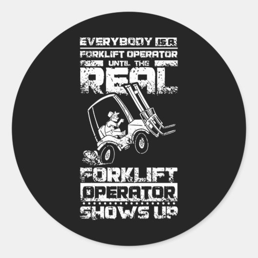 Funny Forklift Operator Ronde Sticker (Voorkant)