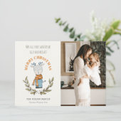 Funny Foto Ugly Sweater Leafy Reindekerst Feestdagenkaart (Staand voorkant)