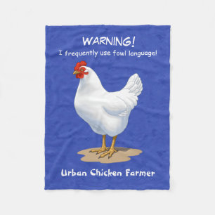 Funny Fowl Language Urban Chicken Farmer Fleece Deken