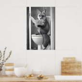 Funny Fox Bathroom Print, Reading Newspaper Poster (Keuken)