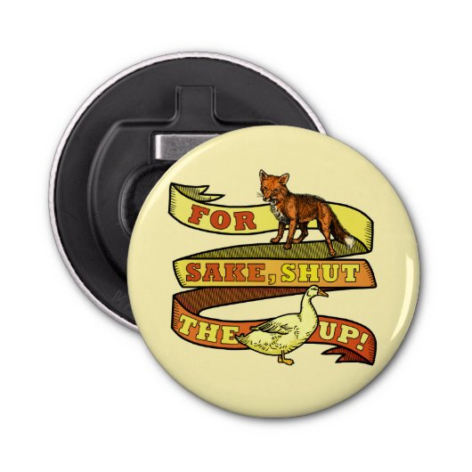 Funny Fox Duck Animal Pun Button Flesopener (Voorkant)