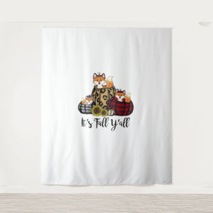 Funny Fox Het is Herfst Y'all Thanksgiving Dierenl Wandkleed