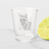 Funny Fox Zwart Wit Ink Gepersonaliseerd Shot Glas (Achterkant)