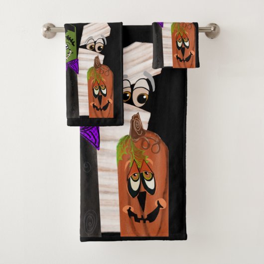 Funny Frankenstein Ghost Pumpkin Onzichtbaar Man Bad Handdoek (Insitu)