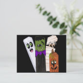 Funny Frankenstein Ghost Pumpkin Onzichtbaar Man Briefkaart (Staand voorkant)