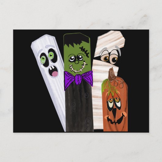 Funny Frankenstein Ghost Pumpkin Onzichtbaar Man Briefkaart (Voorkant)