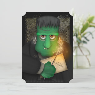Funny Frankenstein Halloween Party Invitation Kaart