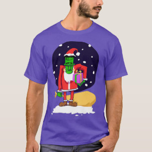 Funny Frankenstein Wearing Santa Suit Kerstmis T-shirt