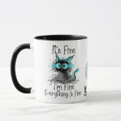 Funny Frazzled Cat Everything Is Fine Office Coffe Mok (Links)