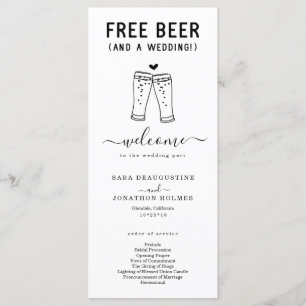 Funny Free Beer and Wedding Programme Programma