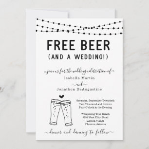 Funny Free Beer en een huwelijksuitnodiging Kaart