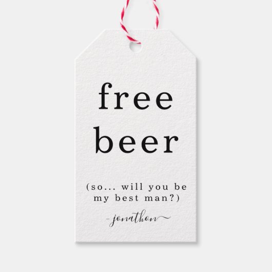Funny Free Beer zal je mijn beste man Label zijn Cadeaulabel (Voorkant)