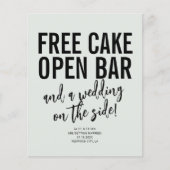 Funny Free Cake Open Bar Wedding Save the Date Flyer (Voorkant)