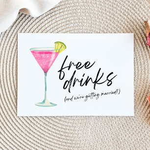 Funny Free Drink Budget Wedding Save the Date Aankondigingskaart