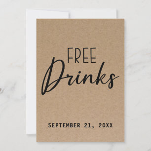 Funny Free Drink Kraft Paper redt de datum Save The Date