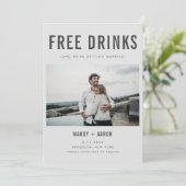 Funny Free Drink Photo Wedding Save the Date (Debout devant)